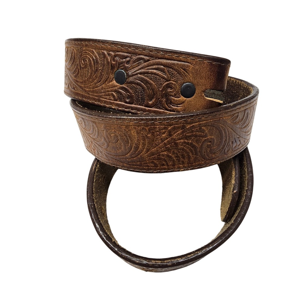 Silver Creek Brown Leather Floral Tooled Western Belt‎ Strap Womens 40 NO Buckle